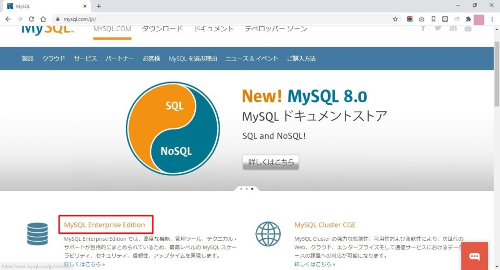 MySQLのTOPページ